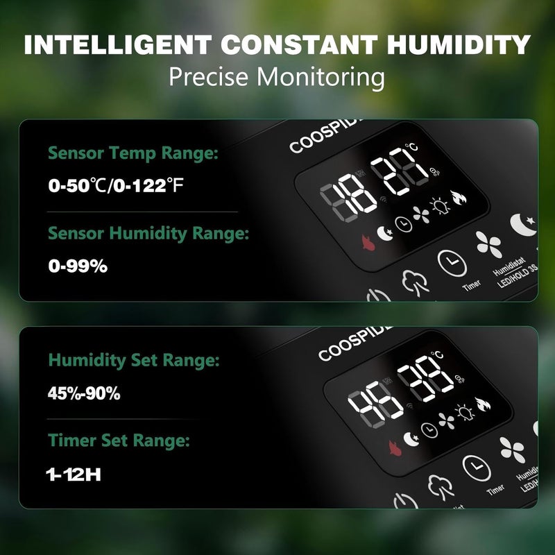 COOSPIDER 5L Reptile Fogger Humidifier, Automatic Humidifiers for Reptiles Tank, Terrarium Humidifiers with Timer and Humidity Control, Reptile Misting System for Reptiles Amphibians Herps Vivarium - Image 3